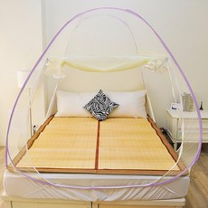 雙開門拉鏈彈開式 蒙古包蚊帳 雙人5尺, 米白色