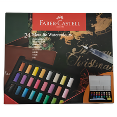 FABER-CASTELL 輝柏 攜帶型 水彩塊 #576027 金屬色, 24色