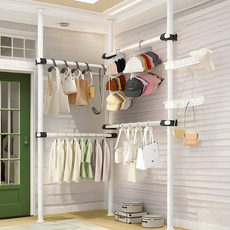STYLE 格調 頂天立地掛衣架 3桿4橫樑2衣翅 無痕安裝 自由調節 加粗鋼管, 76~130.5 x 262.5~318.5cm, 白色