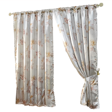 Cotton Field 棉花田傢飾 穿掛兩用半腰遮光窗簾, 多莉印花 白色