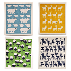 SHIMOYAMA 長方形木漿棉抹布 北歐印花 4個, 1組