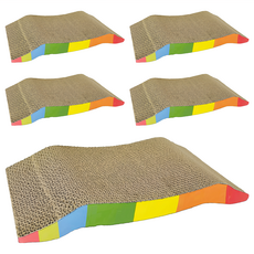 貓抓板 Set 5個, 瓦楞紙材質, 耐磨紓壓, 雙面可用, 拱形, 20.5 x 42.5 x 3.5cm