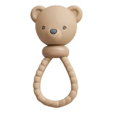 Itzy Ritzy 矽膠大頭咬咬搖鈴，奶油小熊，柔軟矽膠材質，舒緩長牙不適, 1個