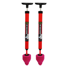 馬桶疏通器 2入, 柔軟堵頭不傷馬桶，高壓氣筒省時省力，一拉一推輕鬆疏通, 橙色, 62cm