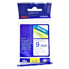 Brother 兄弟牌 TZe-223 9mm 藍底白字 護貝標籤帶, 白底藍字