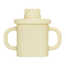 MODU'I BLUEMAMA 幼兒鉑金矽膠熊熊零食蓋, 350ml容量, 雙握把, 14 x 8.6cm, 奶油黃, 1個