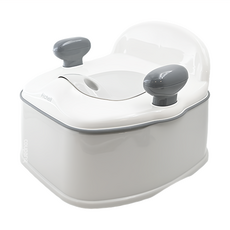 Richell 利其爾 Pottis 抑菌三階段訓練便器, 1歲左右開始至6歲左右為止, 椅子型弧度, 兩邊把手設計, 灰白色