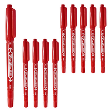 ZEBRA 油性極細雙頭筆 MO-120-MC-R, 紅色, 10支