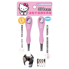 Sanrio 三麗鷗 Hello Kitty 凱蒂貓 304不鏽鋼 造型餐具組, KT68141b 湯匙 + 叉子 10 x 20 x 1.5 cm, 粉色, 1組