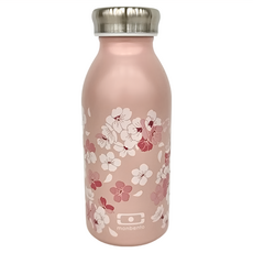 monbento 不銹鋼真空牛奶瓶 304不鏽鋼內膽 雙層真空保溫保冷12小時 少女配色, 夢幻粉櫻, 350ml, 1個