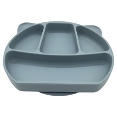 矽膠吸盤餐盤 + 防塵蓋, 藍灰色, 1組