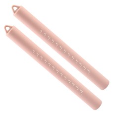 矽膠擀麵棍2件組 粉色 烘焙揉麵桿 帶刻度 廚房用品, 1組, 26.4 x 2.6cm