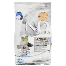 N&D 全齡犬 天然亮毛無穀系列 白毛眼周亮澤乾飼料, 鱸魚茴香, 2kg, 1袋