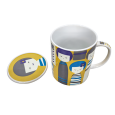 Royal Duke 趣味馬克杯 附蓋 3096B, 美代子 黃色 + 黑色, 1個