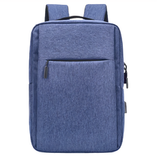 bebehome USB充電孔電腦雙肩後背包 滌綸材質 透氣珍珠棉減壓墊 S型肩帶減壓, 41 x 30 x 14cm, 深藍色