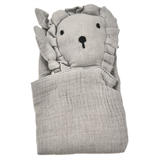 Kori Deer 可莉鹿 純色質感小動物純棉紗布安撫巾 獅子, 28 x 28cm, 煙灰色, 1條