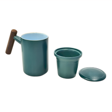 LifeHouse 陶瓷馬克杯雅青款 陶瓷木柄, 綠色, 1個