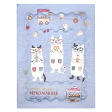 kUSUgURU JAPAN 日本眼鏡貓 NEKOZAWA貓丸款 涼感可機洗夏被, 藍色