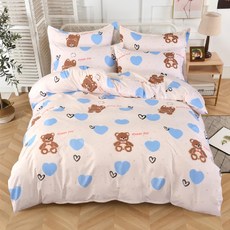 Blue Cat 藍貓 銀離子抗菌印花床包, 愛心熊, 186 x 105cm