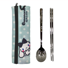 SHIERN-CHIU 廣億實業 Sanrio 三麗鷗 大耳狗喜拿 304不鏽鋼簡易餐具組, 湯匙 + 筷子 + 收納袋, 1組