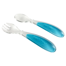 Nuby Tritan 叉匙組, 藍, 叉子+湯匙, 1組
