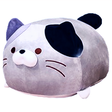 Mega 可愛胖胖團子貓抱枕 羽絨棉彈力絨, 50 x 30cm, 灰貓