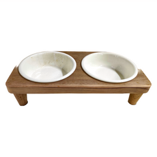 Catfeet 方形高腳雙碗, 黑胡桃木製, 1個