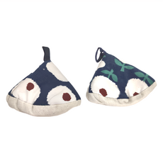 OMORY 日式三角隔熱鍋蓋帽, 藍蘋果, 2個