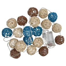 iINDOORS 英倫家居 籐球燈串, 左岸咖啡電池款 白色 + 藍色 + 棕色, 1件