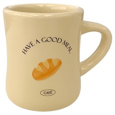 沐慕家居 陶瓷麵包馬克杯 300ml, 米黃色, 1個