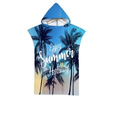 S-SportPlus+沙灘連帽毛巾衣 吸水速乾 海灘巾 浴袍, 75 x 140cm, 葉子, 1條