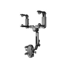 理享家 後照鏡汽車手機架 自由夾臂 穩固支撐 伸縮夾背 適用多種手機型號, 1個, 黑色