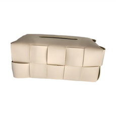 華夫格棋盤編織衛生紙盒 合成皮革, 奶茶色, 20 x 13 x 9cm