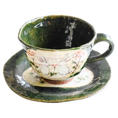 佐和陶瓷 咖啡杯 + 咖啡盤 日本製 190ml, 1組, 情侶兔織部