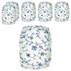 日式藤蔓花紋長方盤, White, 6個