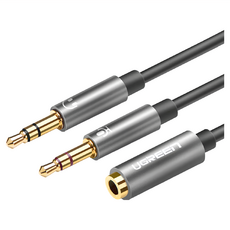 UGREEN 綠聯 耳麥二合一轉接線 金屬殼, AV140, 黑色, 1條