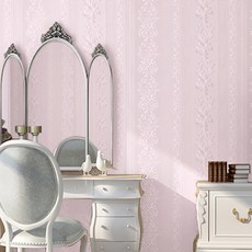 WA. WALL ART 防水自黏壁紙 歐風立體壓紋 PVC材質, 粉色