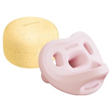 MOYUUM 全矽膠微笑奶嘴收納盒組, 1~3個月, 棉花糖粉, 1組