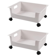 附輪置物籃 PP材質 中國製, 28.3 x 38 x 16cm, 單一規格, 2個