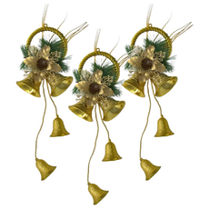 雕紋加飾品雙鐘吊飾, 2.5吋, GTX-6268, 3個