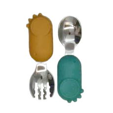 genki bebi 元氣寶寶 恐龍幼兒防污叉匙組, 叉 + 匙 + 收納盒, LB-51750, 1組