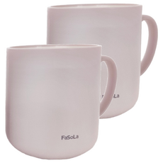 FaSoLa 日式仿陶瓷雙層朝暮口杯/漱口杯 粉色-2組, 11.5cm X 8.5cm X 9.2cm, 350ml