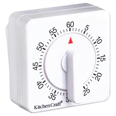 KitchenCraft 方型發條計時器 60分鐘, 白色, 1個