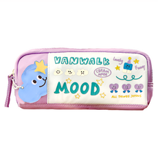 Vanwalk 出走 mood K473 滿版插畫可帶筆袋, 雲朵粉, 1個