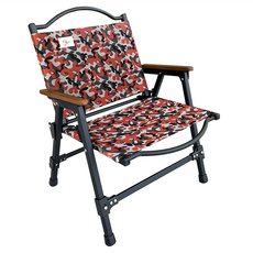 Outdoor Base 軍風折疊椅 Z1 紅迷彩, 耐磨防潑水, 櫸木扶手, 輕量鋁骨架, 600D牛津布, 1個