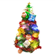 摩達客 台製迷你裝飾聖誕樹 糖果禮物盒系 Set + LED20燈銅線燈 USB/電池兩用, 1尺(30cm), YS-GT15005, 1組