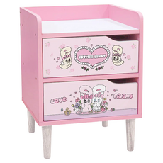 收納王妃 艾絲樂小兔 床邊櫃, 花園野餐 粉色, 1個