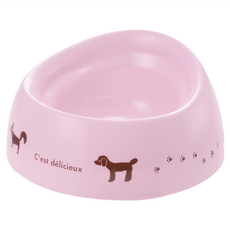 Richell 利其爾 犬用碗 M深型, 1個, 粉色法國風