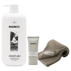 SHARECO 台灣公司貨 日常沐浴組 菸草香沐浴膠 + 淺棕純棉短浴巾 + 潔面乳體驗, 1套