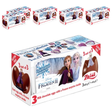 Zaini 阿尼 驚喜蛋 冰雪奇緣系列II, 3顆裝牛奶巧克力蛋, 內含冰雪奇緣驚喜, 60g, 6盒